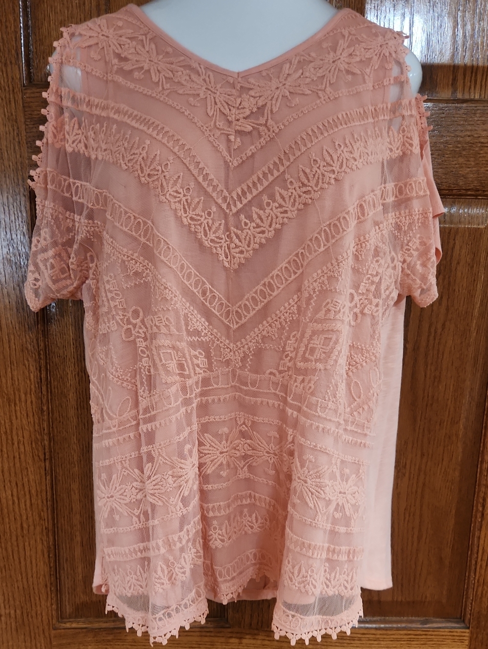 Cato Women's Peach Lace Cold-Shoulder Tunic Top